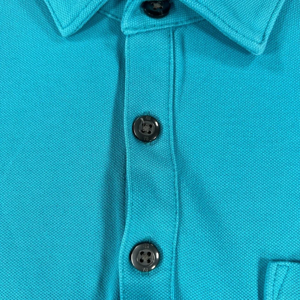 Banana Republic Polo Shirt Mens Medium Blue Short Sleeve Performance Pique - Picture 6 of 11